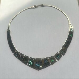 Vintage Abalone Taxco Mexican Alpaca Necklace (N140A)